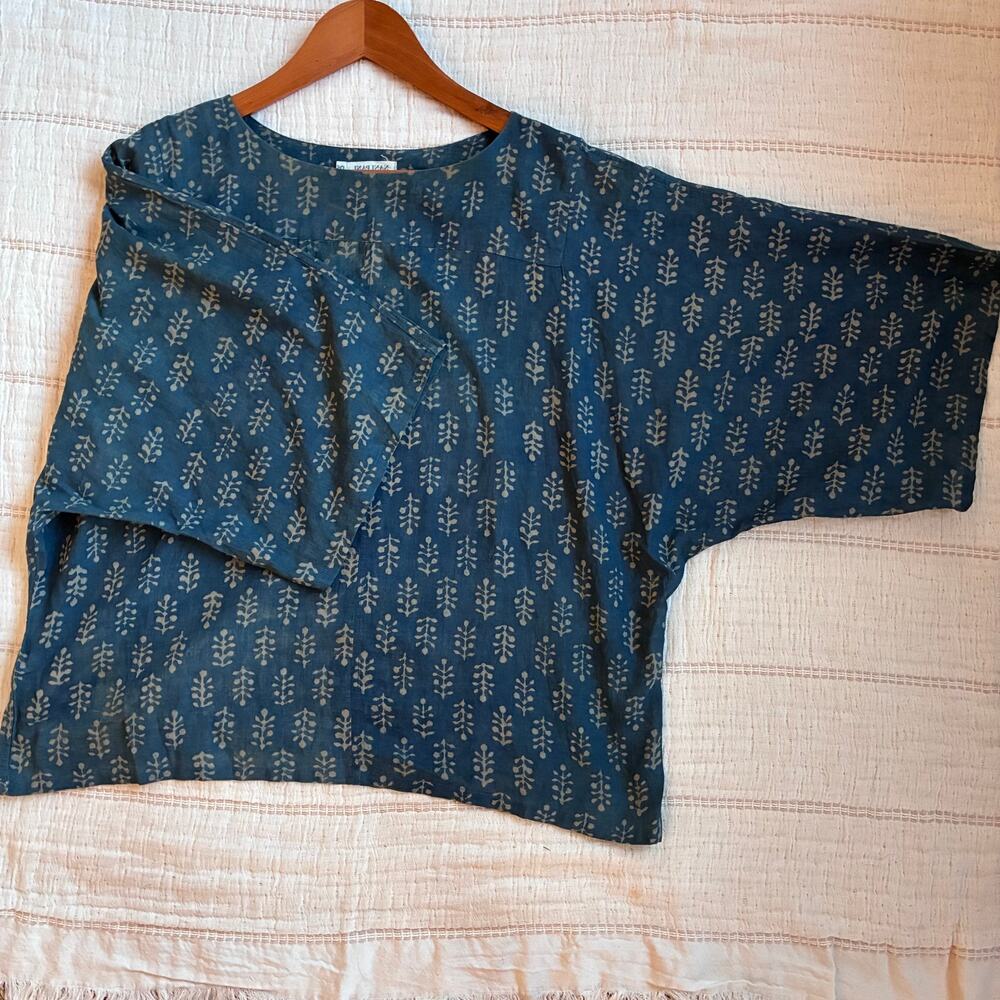 Nani Pani Talia Top Small Hand Block Print Cotton Artisan India Blouse-OS - Picture 7 of 8